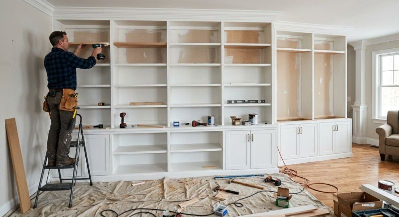 Built In Bookcase Installation in Woodbridge, VA